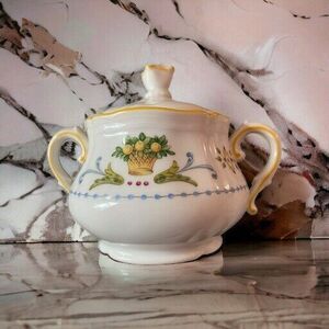 Vintage Richard Ginori Sugar Bowl With Scalloped Handles And Lid RARE